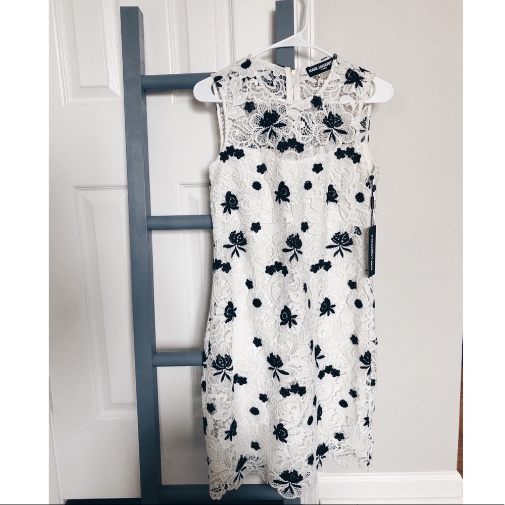 Karl Lagerfeld Mid Length Floral Lace Dress